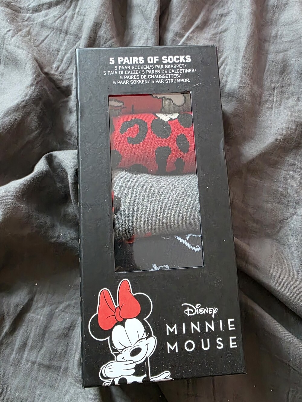 ​Disney Minnie Mouse Socks 5-Pack Box Set New Sealed Pack Size US 4-9